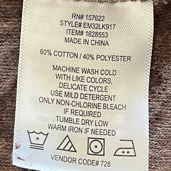 Eddie Bauer Sweatshirt Men's L Quilted 1/4 Snap Brown Kangaroo Pocket Cotton - Picture 7 of 7